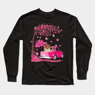 Valentine's Day Love Pickup Truck Shetland Sheepdog Long Sleeve T-Shirt